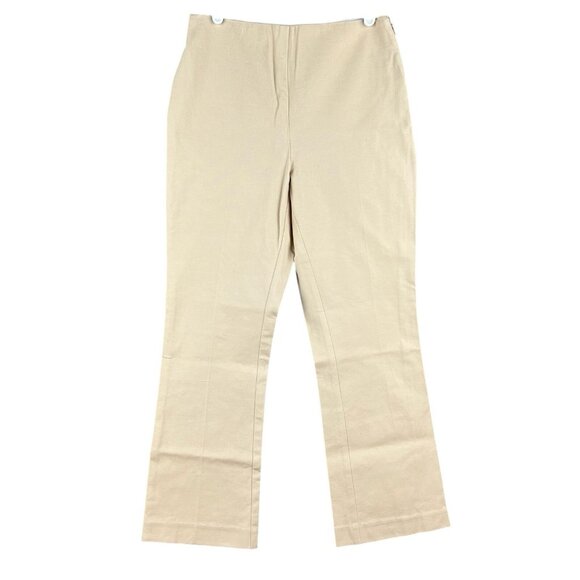 a new day Women Tan Pants Sz 2 Stretch Mid Rise Boot Cut Zip Side Elastic Waist - Picture 1 of 12